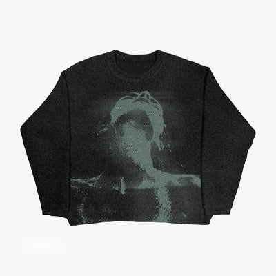 Gothic-Inspired Women's Pullover Sweater for Autumn & Winter