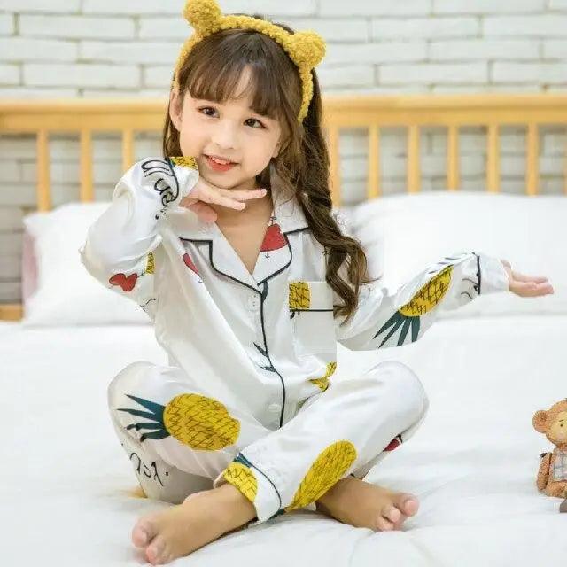 Conjunto de Pijamas de Seda para Niños - Ropa de Dormir Otoño Invierno