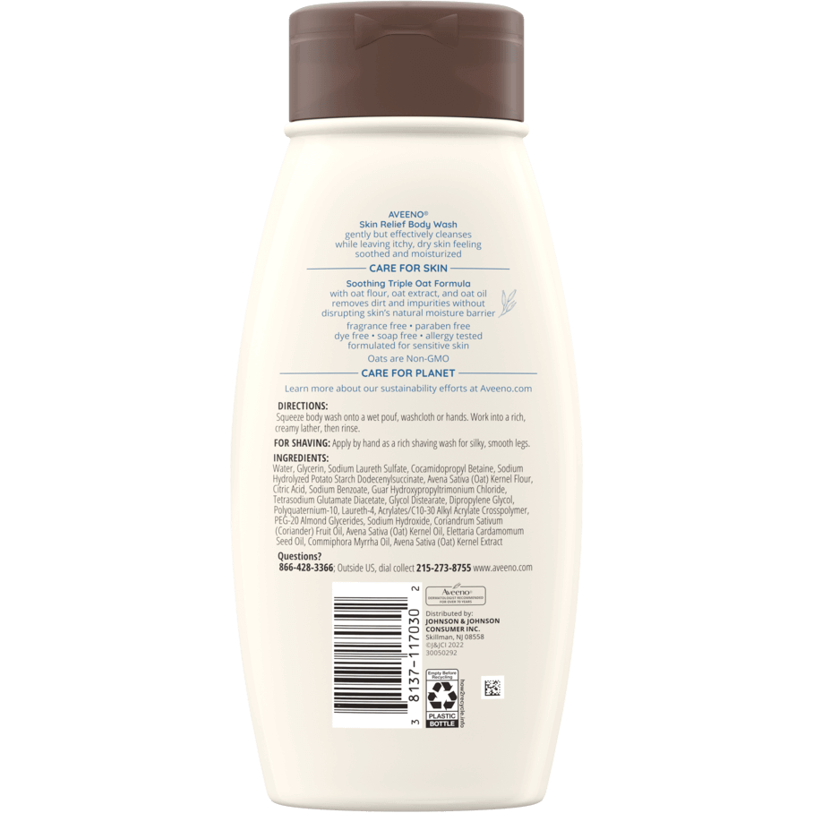 Aveeno Active Naturals Gel de Ducha, Alivio para la Piel, Sin Fragancia - 18 fl oz