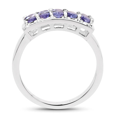 1.25 Carat Genuine Tanzanite Sterling Silver Engagement Ring