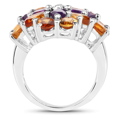 Bague en argent sterling avec améthyste de 7,96 carats et citrine de Madeira