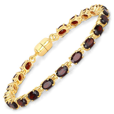 Pulsera de Granate Genuino de 10.20 Quilates en Plata Esterlina .925