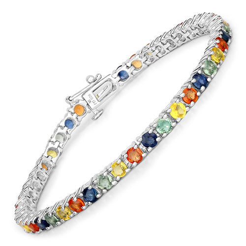 Bracelet en saphir multi véritable de 8,36 carats en argent sterling .925