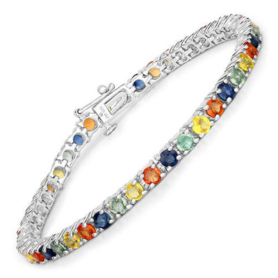Bracelet en saphir multi véritable de 8,36 carats en argent sterling .925