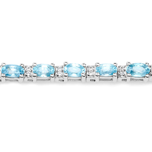 8.84 Carat Genuine Blue Zircon & Topaz Sterling Silver Bracelet