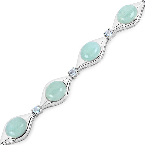 Bracelet en argent sterling avec aquamarine véritable de 39,72 carats