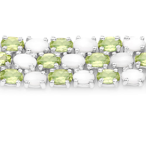 Bracelet en argent sterling avec opale et péridot de 19,73 carats