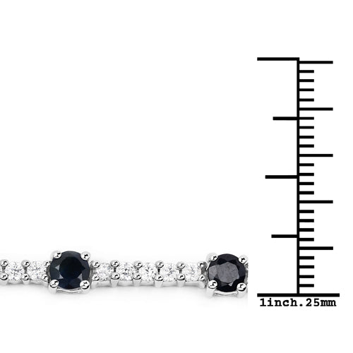 Bracelet en saphir bleu véritable de 6,21 carats et zircon blanc