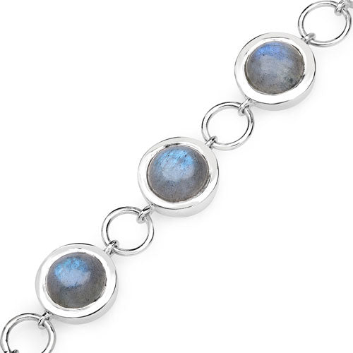 Bracelet en argent sterling .925 avec labradorite véritable de 15,48 carats