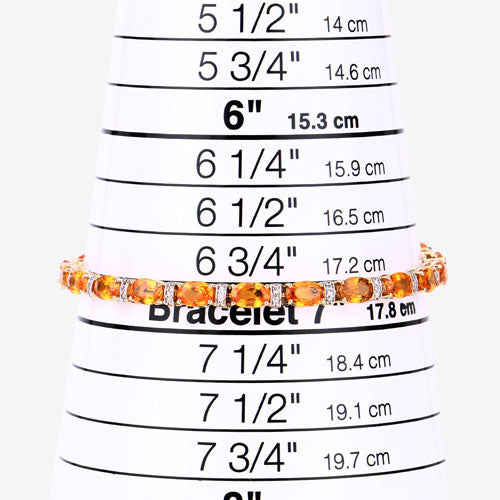 Bracelet en saphir orange véritable de 12,33 carats et diamants blancs