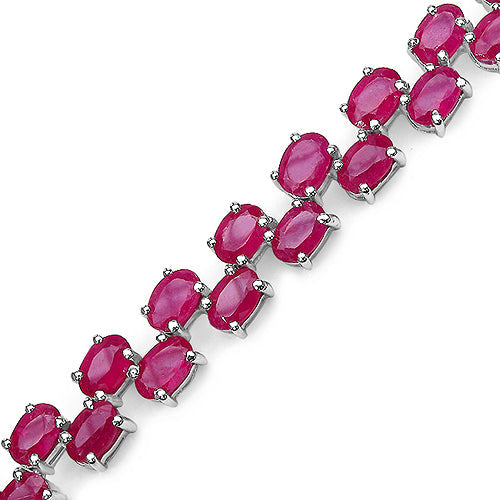 Pulsera de Rubí Lleno de Vidrio de 25.30 Quilates en Plata Esterlina .925