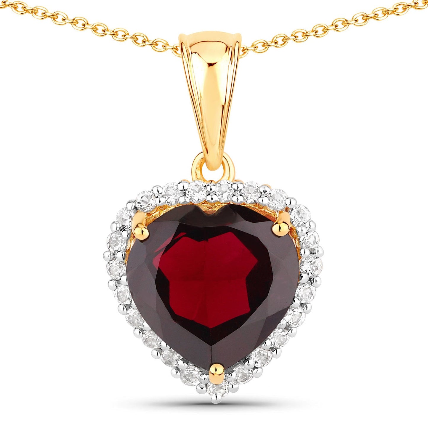 5.76 Carat Genuine Garnet & White Topaz Sterling Silver Pendant