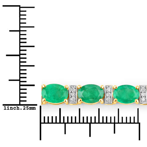 Pulsera de 14.05 quilates de esmeralda y diamante genuinos de Zambia en oro de 14K