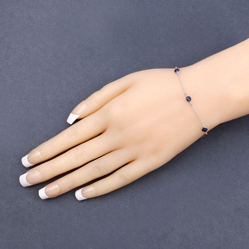 Bracelet en argent sterling avec saphir bleu véritable de 1,50 carat