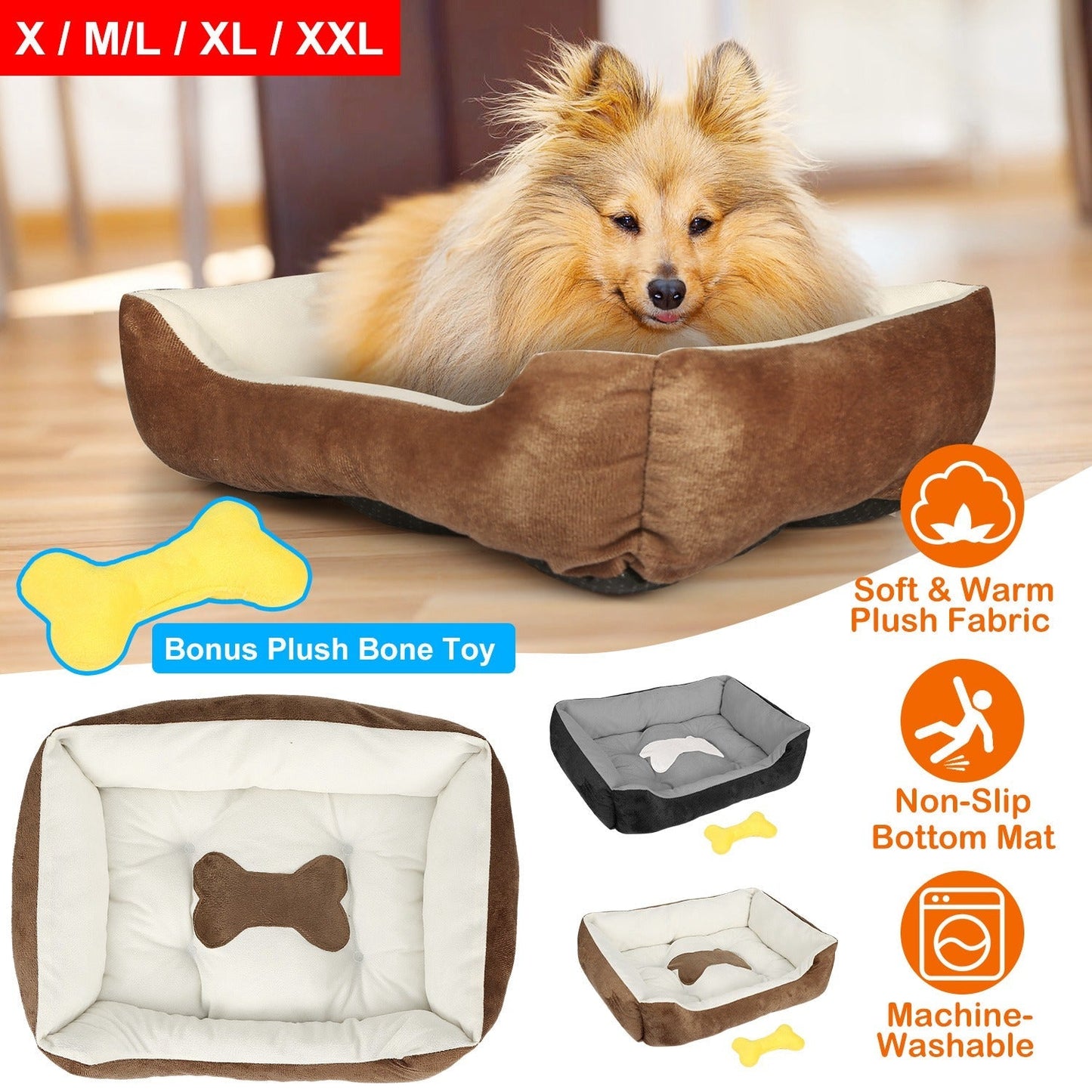 Cama Perro Cojín Acogedora para Mascotas Pequeñas y Medianas
