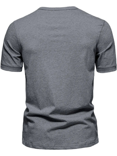 Men's Plus Size Henley Style T-Shirt with Button Detail