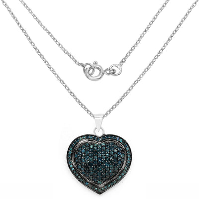 1.25 Carat Genuine Blue Diamond Pendant in Sterling Silver