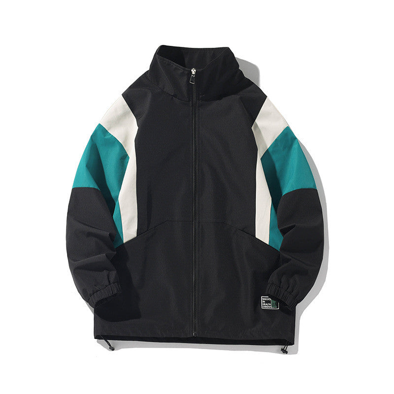 Veste coupe-vent imperméable pour hommes grande taille avec col montant
