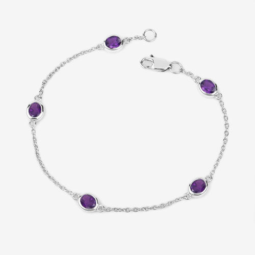 Bracelet en argent sterling .925 avec améthyste véritable de 1,70 carat