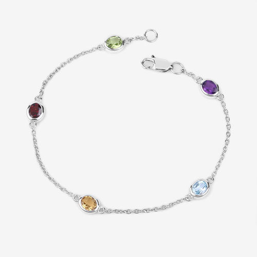 Pulsera de plata esterlina .925 de múltiples piedras genuinas de 1.83 quilates