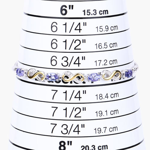Bracelet en argent sterling avec tanzanite véritable de 1,79 carat et topaze blanche