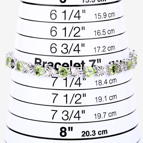 6.74 Carat Genuine Peridot & Diamond Sterling Silver Bracelet