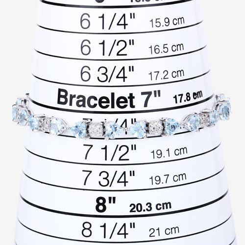 11.10 Carat Blue Topaz & White Diamond Sterling Silver Bracelet