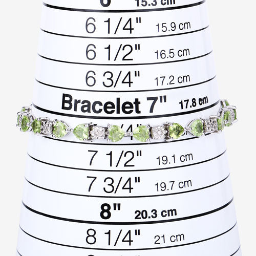 Bracelet en argent sterling avec péridot véritable de 9,78 carats et diamants blancs