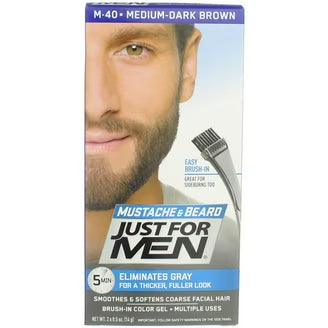 Just For Men Brush-In Color Gel for Mustache & Beard, M-25 Light Brown