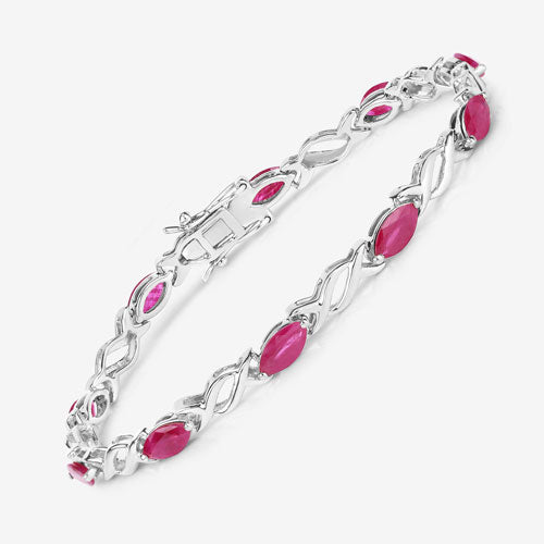 Bracelet en rubis véritable de 5,00 carats en or blanc 10K