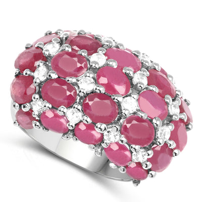 8.54 Carat Ruby and White Topaz Sterling Silver Engagement Ring