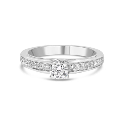14K White Gold 1/2 Cttw Diamond Solitaire Engagement Ring - Size 7