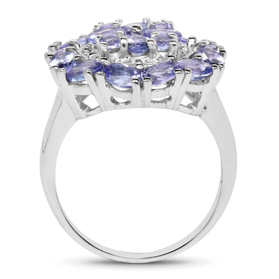 2.92 Carat Genuine Tanzanite Sterling Silver Engagement Ring
