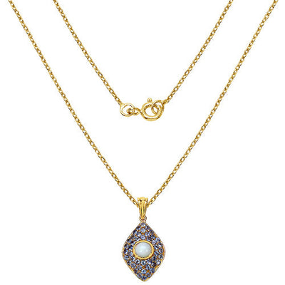 14K Yellow Gold Plated Ethiopian Opal & Tanzanite Pendant