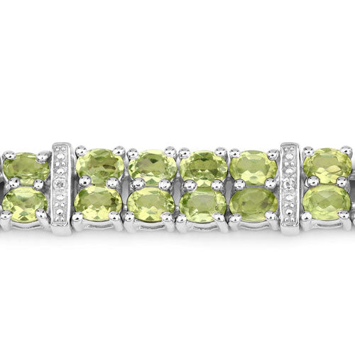 12.97 Carat Genuine Peridot & White Topaz Sterling Silver Bracelet