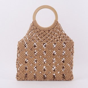 Handmade Rope Straw Beach Bag for Stylish Getaways