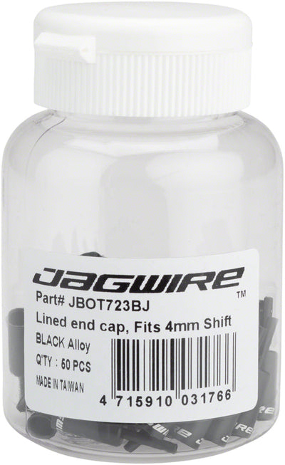 Tapones de extremo de aleación forrados de 4 mm de Jagwire - Negro (Botella de 50)