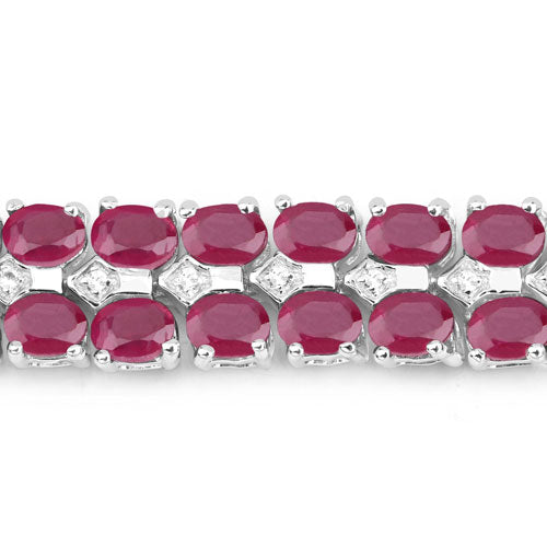 Bracelet en argent sterling avec rubis de 20,03 carats et topaze blanche