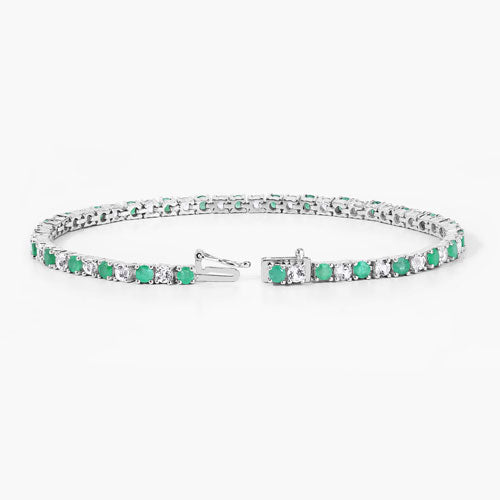 Pulsera de Esmeralda y Topacio Blanco de 5.77 Quilates en Plata Esterlina