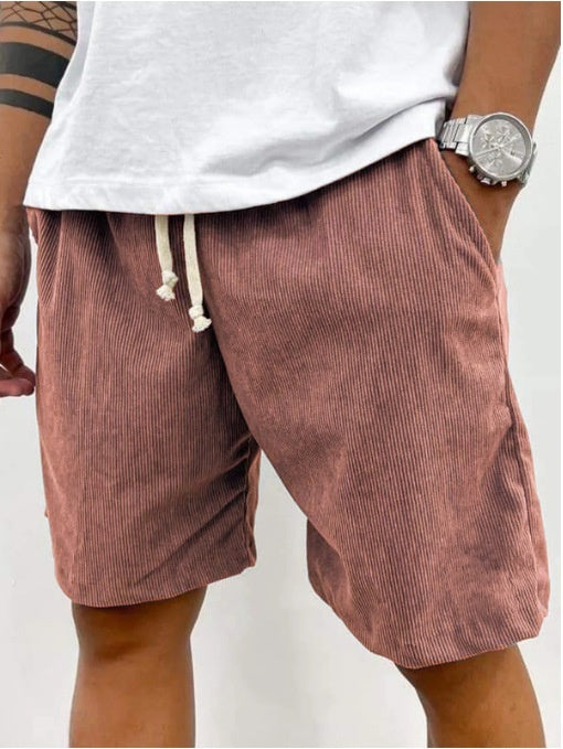 Men's Corduroy Jogger Shorts with Drawstring and Pockets