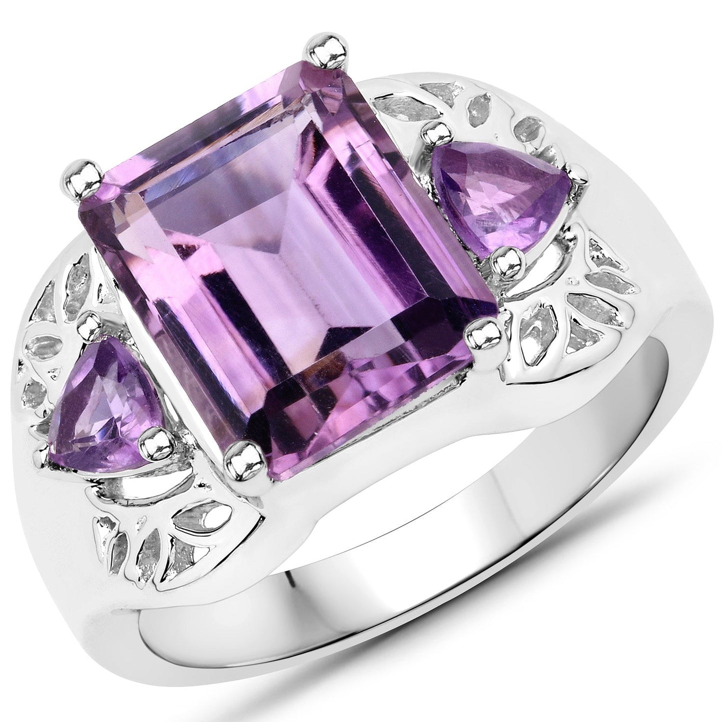 Bague de fiançailles en argent sterling avec améthyste véritable de 4,30 carats
