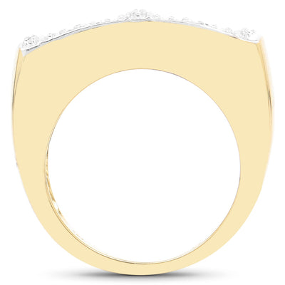 14K Yellow Gold Plated 0.25 Carat White Diamond Sterling Silver Ring