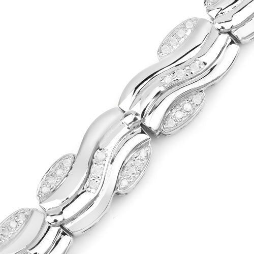0.84 Carat Genuine White Diamond Sterling Silver Bracelet