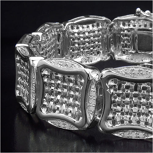 Bracelet en argent sterling plaqué or jaune 14K avec diamants