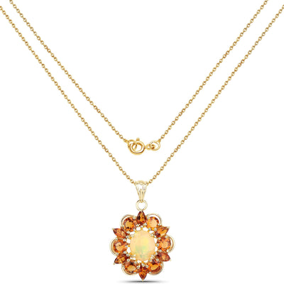 5.99 Carat Genuine Ethiopian Opal and Citrine Pendant