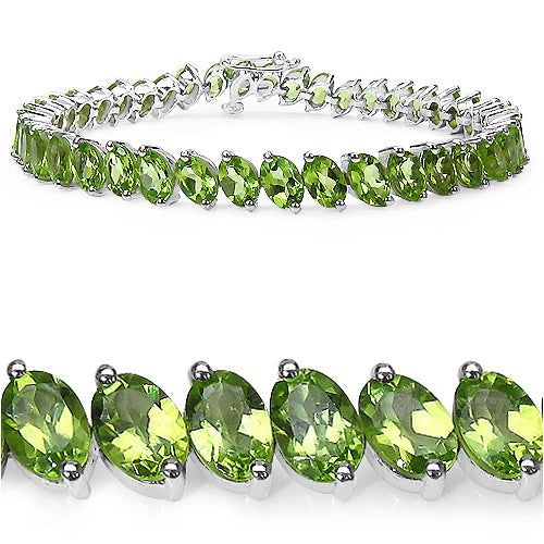 Bracelet en argent sterling .925 avec péridot véritable de 19,35 carats