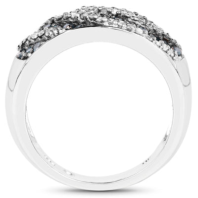 Bague de fiançailles en argent sterling avec diamants bleus et blancs de 0,62 carat