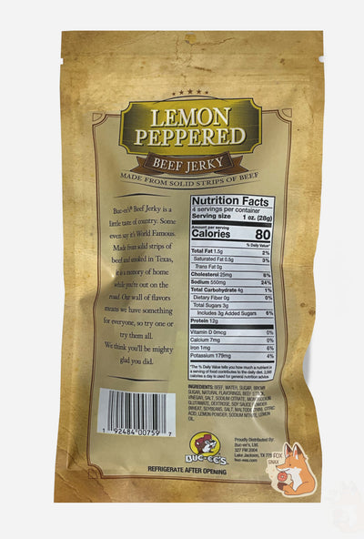 Buc-ee's Carne Seco de Res con Limón y Pimienta - 4 oz