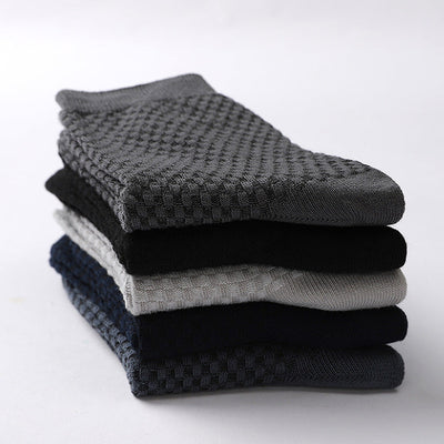 Calcetines de fibra de bambú para hombre - Diseño de cuadrícula de flores oscuras