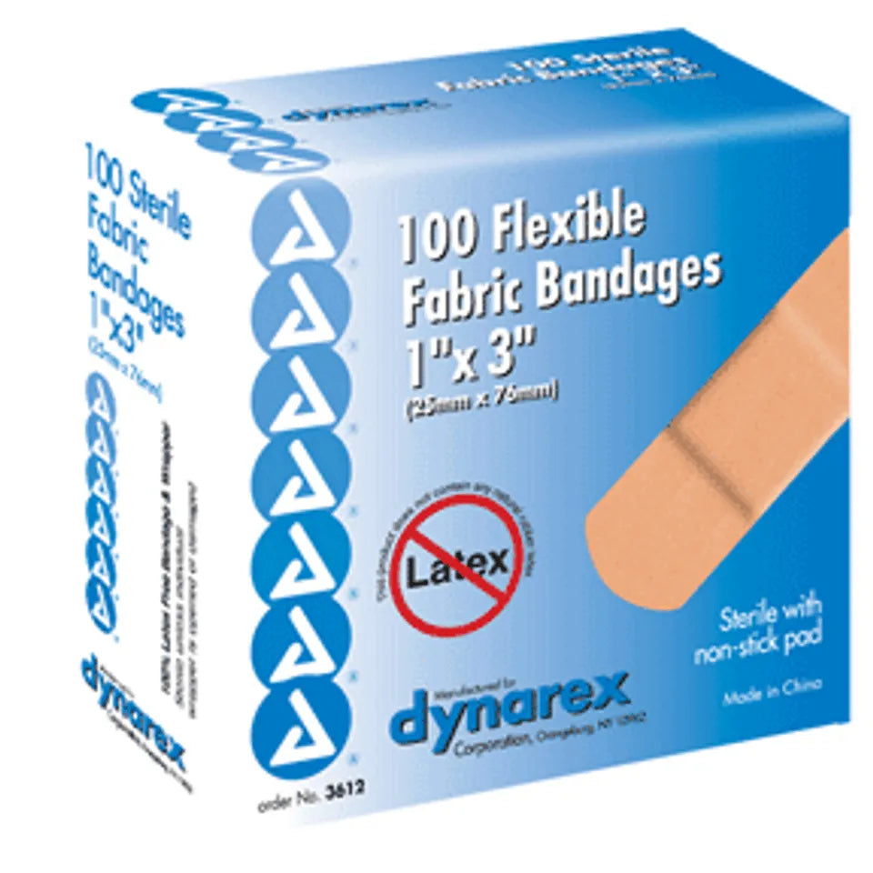 Tiritas Adhesivas de Tela Flexible Dynarex - 1 x 3 Pulgadas, 100 Unidades